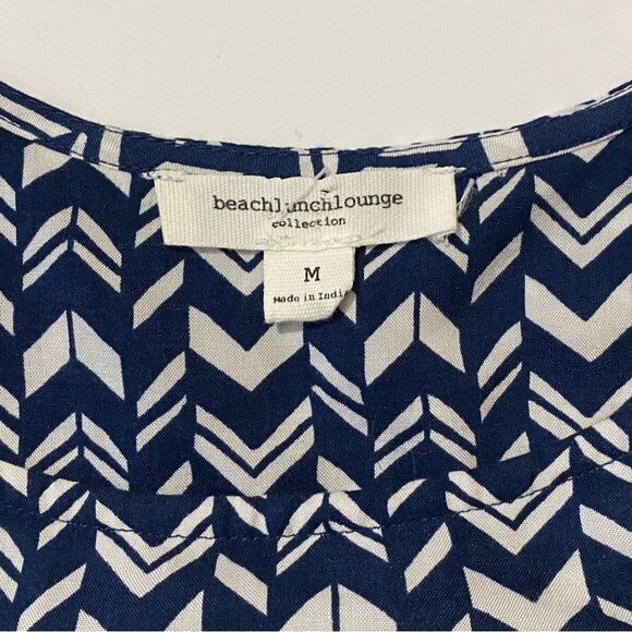 BeachLunchLounge Blue & White Chevron Sleeveless Maxi Length Summer Dress Size M - Picture 5 of 13